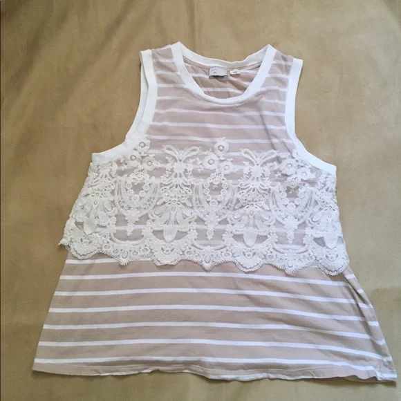 Anthropologie Postmark Nautique Striped Lace Tank - Picture 6 of 6